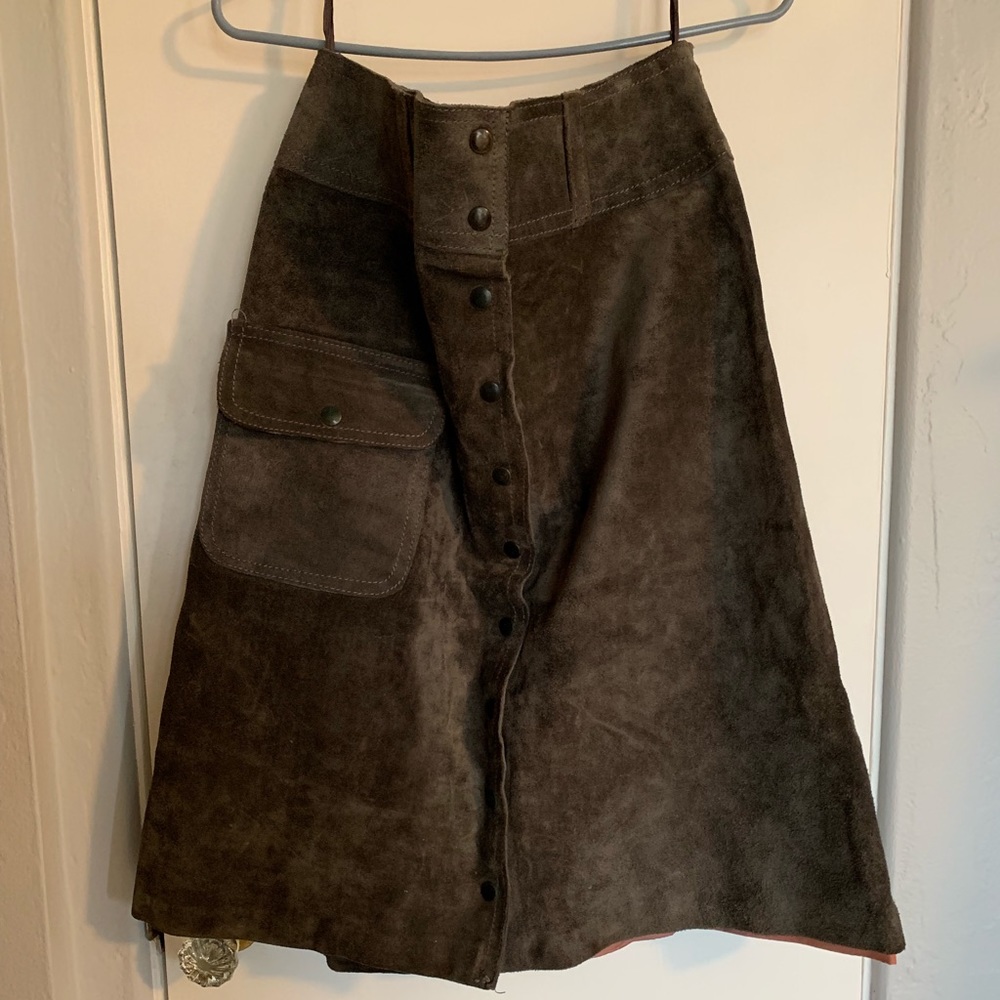Vintage Suede Skirt with Pocket